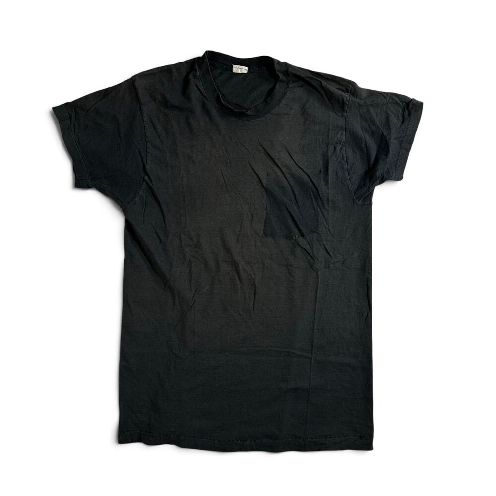 VTG Fruit of the Loom XL Black Blank Pocket Tee, Great Fade, Single Stitch USA